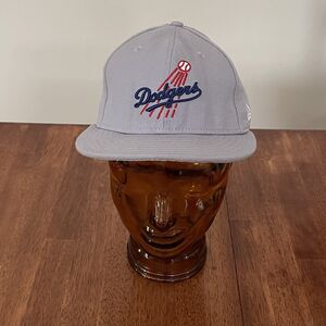 Los Angeles Dodgers New Era Cooperstown Wool 59FIFTY Fitted Hat Gray 7 1/2